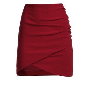 Alice + Olivia Fidela Draped Crepe Mini Skirt Dark Red Burgundy 4 SMALL EUC